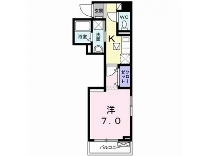 NICEWELL 鴻池(1K/1階)の間取り写真