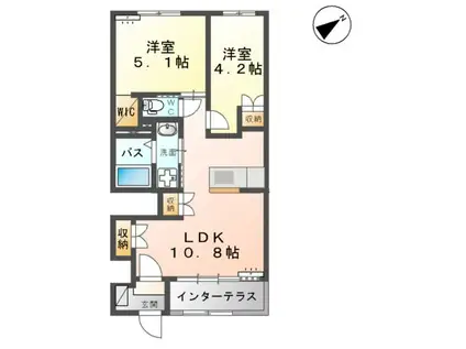 パーク モルデノ(2LDK/1階)の間取り写真