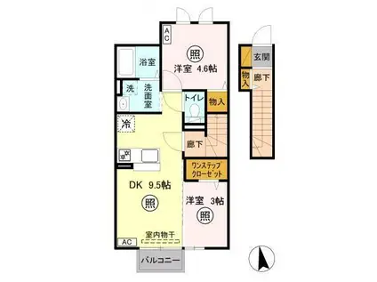 ディアーナⅡ(2DK/2階)の間取り写真