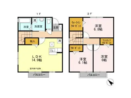アイリ C棟(3LDK/1階)の間取り写真