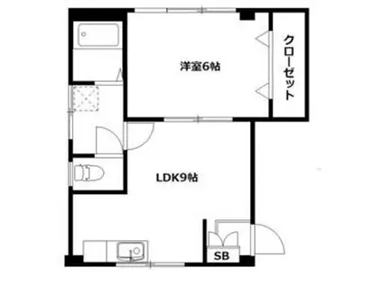 西渕ビル(1LDK/3階)の間取り写真