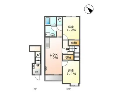 ピュアステージⅠ(2LDK/2階)の間取り写真
