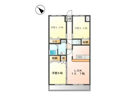 リバーヒルズ・S(3LDK/2階)の間取り写真