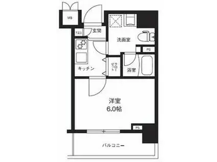 メインステージ横濱ポートサイド(1K/4階)の間取り写真