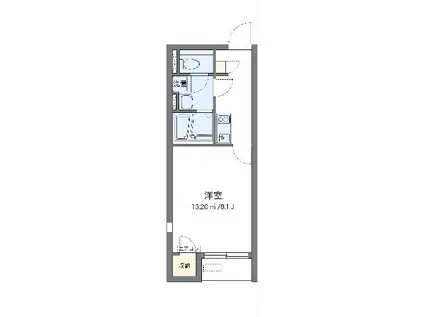 レオネクストラークヒルズ(1K/1階)の間取り写真