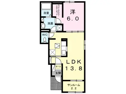 エルマーナRⅢ・A(1LDK/1階)の間取り写真