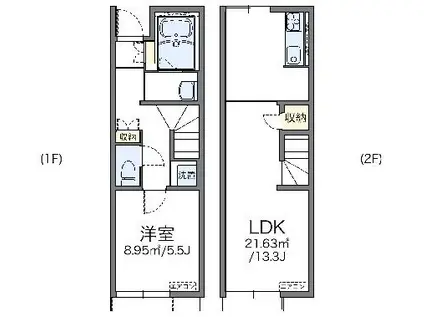 レオネクストゆず(1LDK/1階)の間取り写真