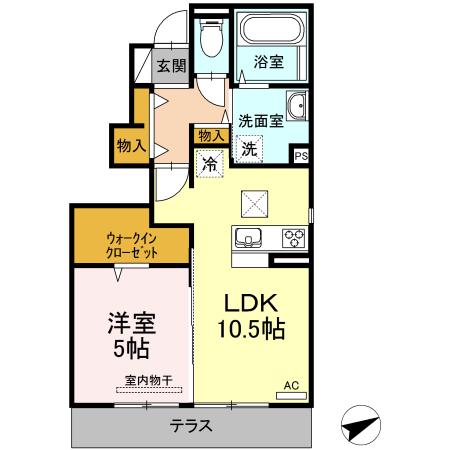 D-ROOM唐原A棟(1LDK/1階)の間取り写真