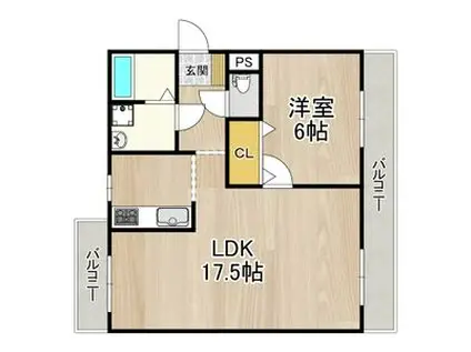 アバンハウスⅠ(1LDK/2階)の間取り写真