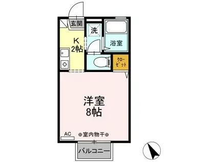 グランドールK Ⅰ(1K/2階)の間取り写真