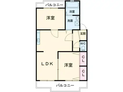 ブラウンハイツ(2LDK/3階)の間取り写真