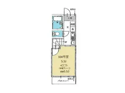 アズーロ港南中央(1K/1階)の間取り写真