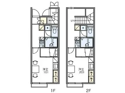 レオパレスプチクローバー(1K/1階)の間取り写真