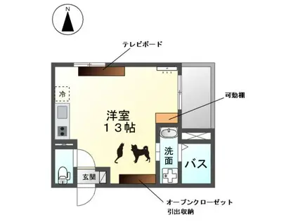 ウエストウイングⅡ(ワンルーム/3階)の間取り写真