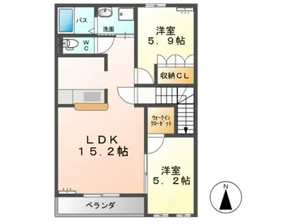 QUATRE SAISON FLEUR(2LDK/2階)の間取り写真