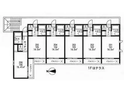 シャルマン駒沢(ワンルーム/1階)の間取り写真