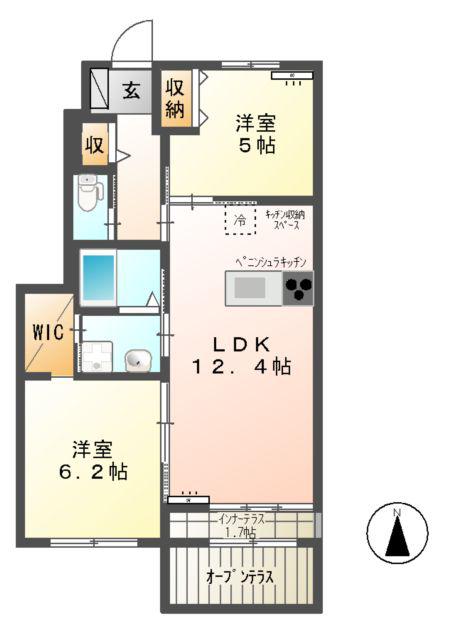 ドマーニⅢ(2LDK/1階)の間取り写真
