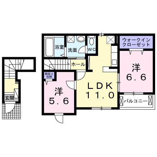 プレージア虫取(2LDK/2階)の間取り写真