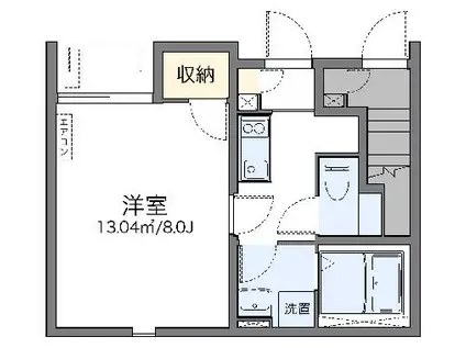 レオネクストリバージュ中央(1K/1階)の間取り写真