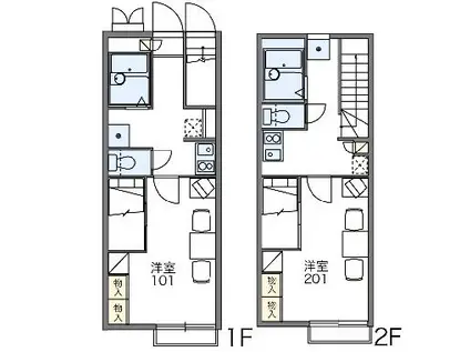 レオパレスサンホーム(1K/2階)の間取り写真
