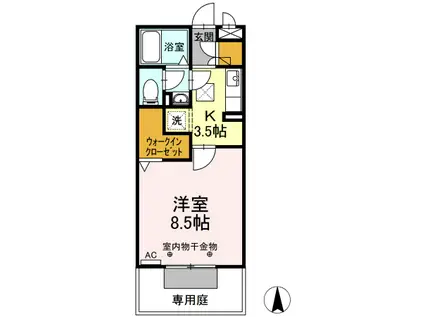 PRISMIC(1K/1階)の間取り写真