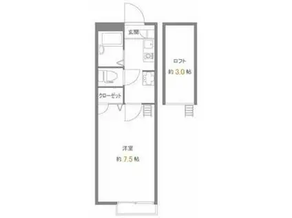 メインシティガーデン細田(1K/2階)の間取り写真