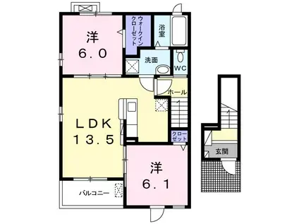 エアリーさくら B(2LDK/2階)の間取り写真