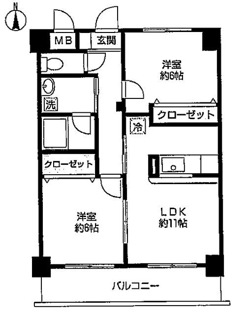 クレーテⅢ篠崎(2LDK/2階)の間取り写真