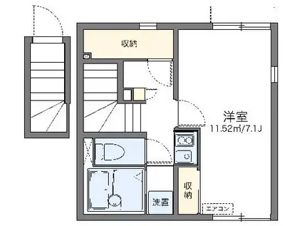 レオネクストグランマイリヤ(1K/2階)の間取り写真