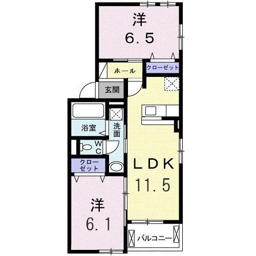 リコ ブレッザ Ⅰ(2LDK/2階)の間取り写真