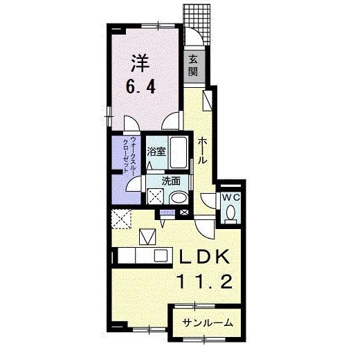 ルミナーレⅡ(1LDK/1階)の間取り写真