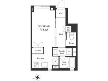 グランデュオ経堂10(ワンルーム/1階)の間取り写真