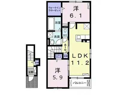 リバティ16(2LDK/2階)の間取り写真