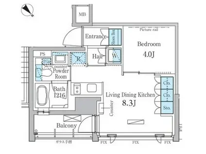 パークアクシス横浜反町公園(1LDK/3階)の間取り写真
