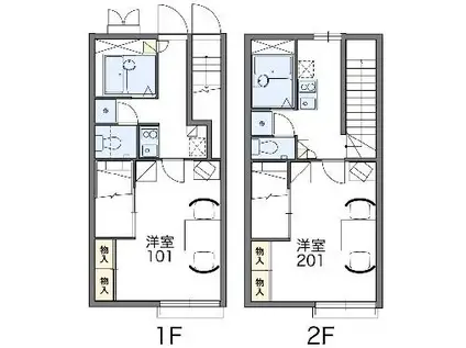 レオパレスウィル55(1K/1階)の間取り写真