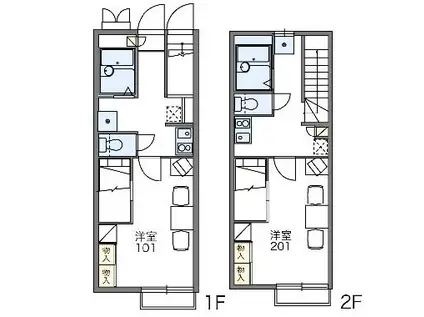 レオパレスプログレス(1K/2階)の間取り写真