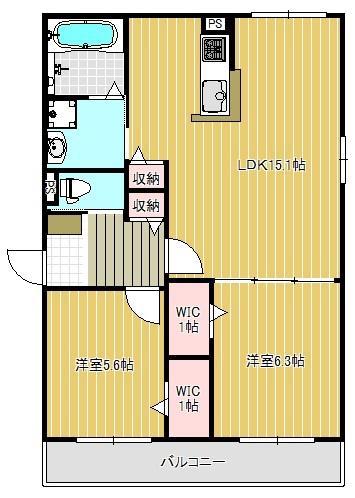 プランドール(2LDK/2階)の間取り写真