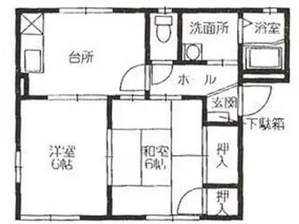 ロイヤルストーン(2DK/2階)の間取り写真