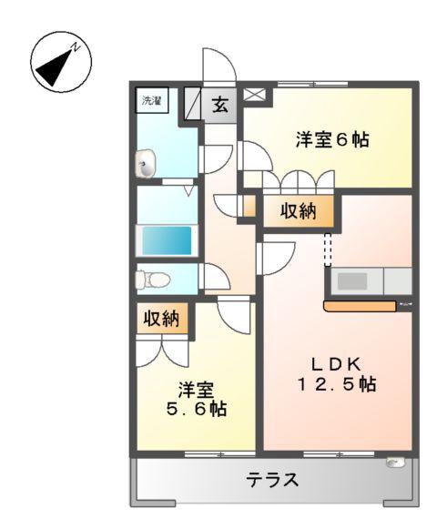 LIBERTY(2LDK/1階)の間取り写真