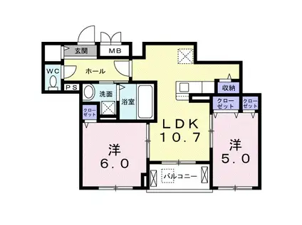 メリッサ(2LDK/2階)の間取り写真