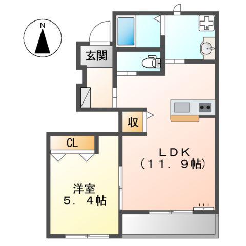 セピアパレスⅡ(1LDK/1階)の間取り写真