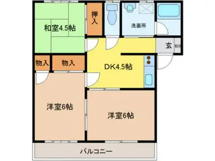 コーメーハイムⅡ(3K/2階)の間取り写真