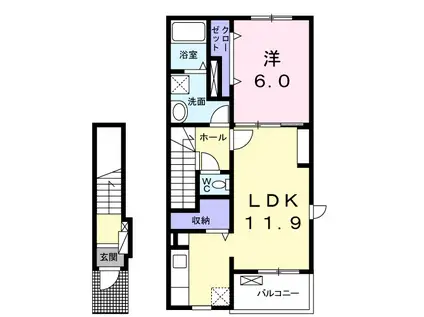 アムール Ⅲ(1LDK/2階)の間取り写真