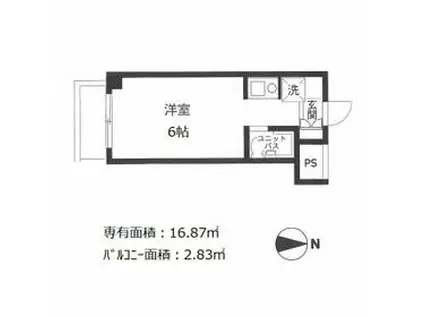 パレドール砧公園(ワンルーム/2階)の間取り写真