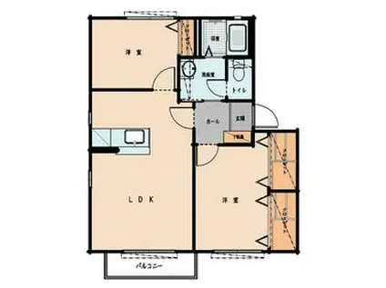 ラフォーレゆうき E棟(2LDK/1階)の間取り写真