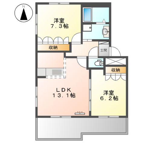 ユーハウスⅤ(2LDK/3階)の間取り写真