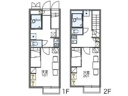 レオパレスヒナガ(1K/2階)の間取り写真