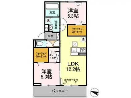 ジャルダン(2LDK/3階)の間取り写真