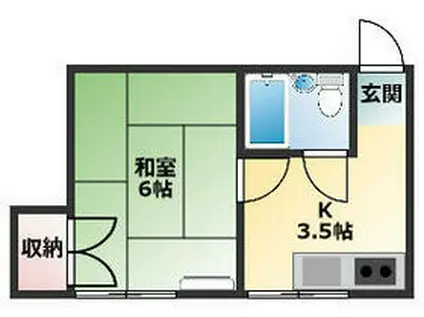 川島ハウス(1DK/2階)の間取り写真