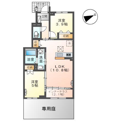 メゾンプルーム(2LDK/1階)の間取り写真